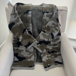 Anthropologie Gray and Brown Camo Knit Sweater Cardigan